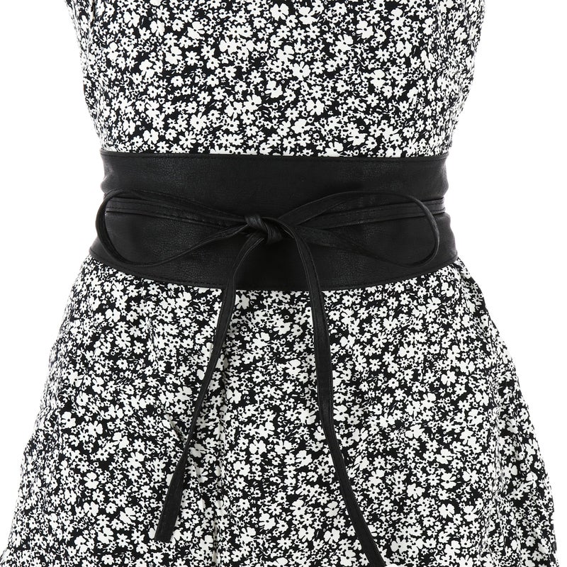 FASHIONGEN Obi Belt for Women â€“ Wide Waist Belt in Faux Leather, MICA - Black, 2XL - Image 3